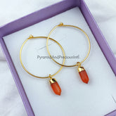 Carnelian Point Crystal Earrings - Dangle Drop Dangly Jewelry - Handmade Jewelry - Positive Energy